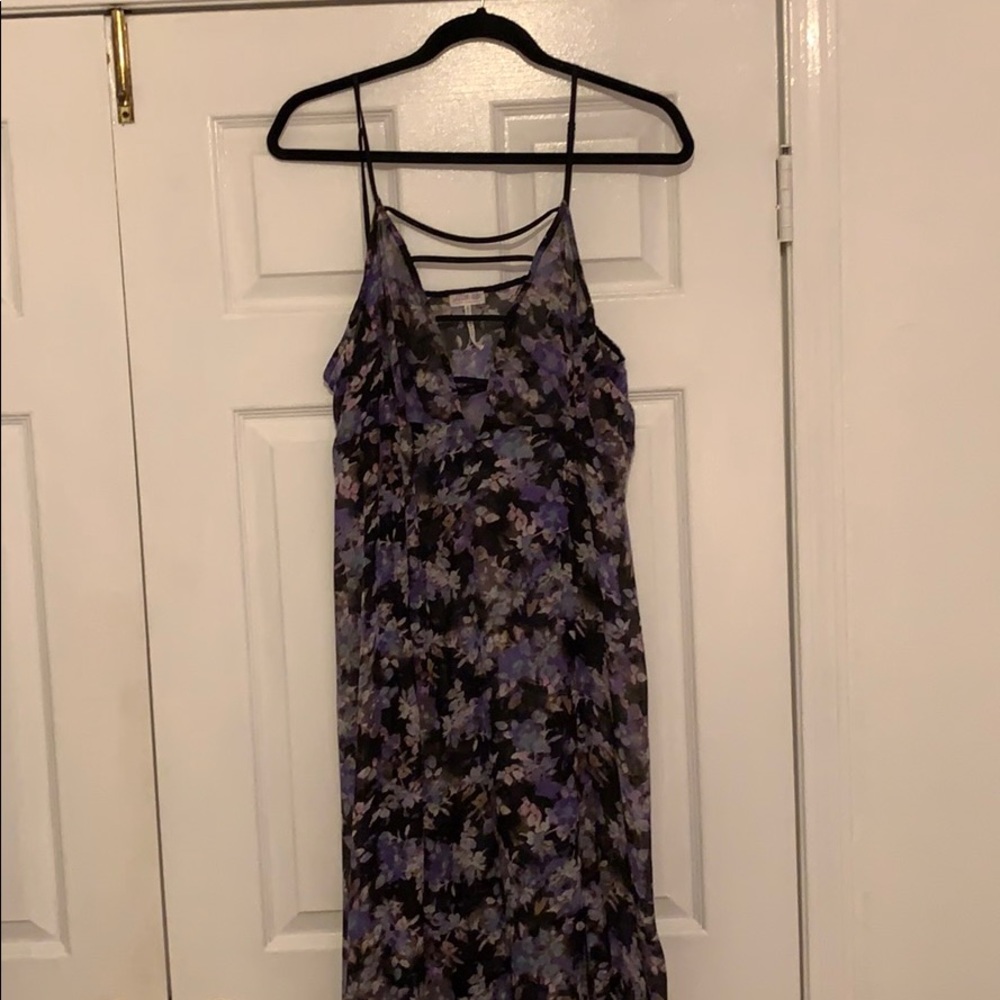 Free People Black floral slip cover dress